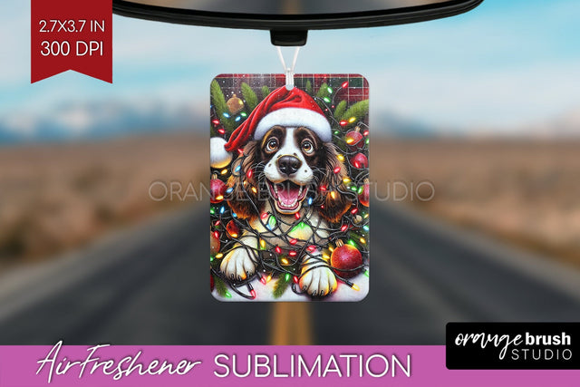 English Springer Spaniel Funny Christmas Dog Air Freshener Sublimation OrangeBrushStudio 