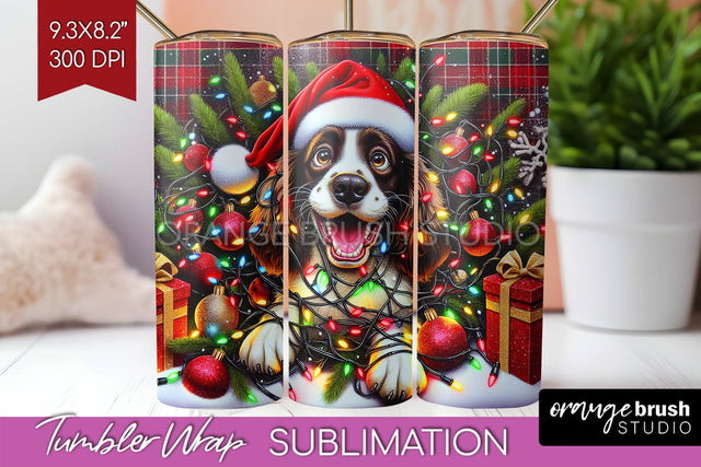 English Springer Spaniel Funny Christmas Dog Tumbler Wrap Sublimation OrangeBrushStudio 