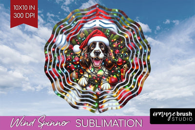 English Springer Spaniel Funny Christmas Dog Wind Spinner Sublimation OrangeBrushStudio 