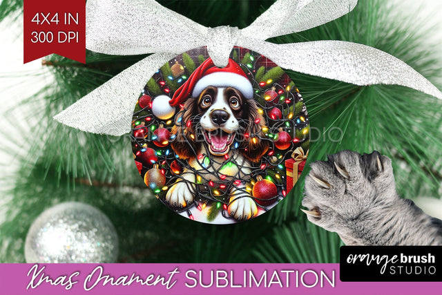 English Springer Spaniel Funny Dog Christmas Ornament PNG Sublimation OrangeBrushStudio 