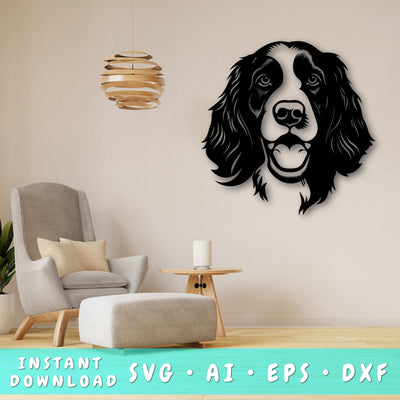 English Springer Spaniel Laser SVG Cut File, English Springer Spaniel Glowforge File, English Springer Spaniel DXF, English Springer Spaniel Wall Art SVG SVG HappyDesignStudio 