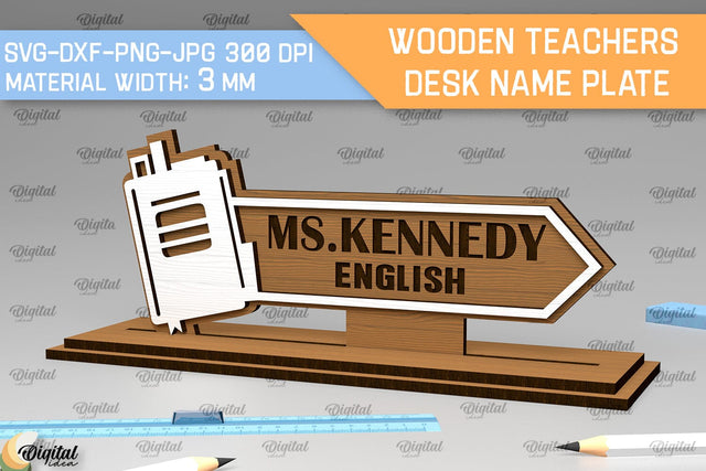 English Teacher Desk Name Plate Laser Cut. Desk Sign SVG SVG Evgenyia Guschina 