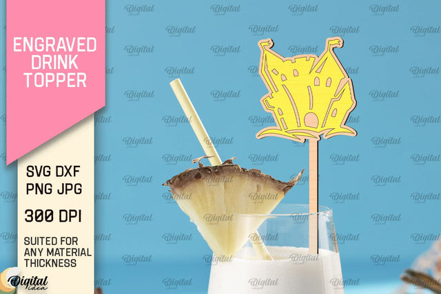 Engraved Drink Topper SVG. Cocktail Topper Laser Cut SVG Evgenyia Guschina 