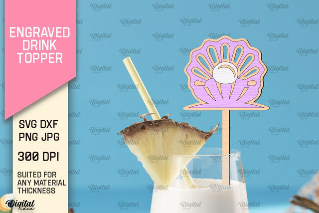 Engraved Drink Topper SVG. Cocktail Topper Laser Cut SVG Evgenyia Guschina 