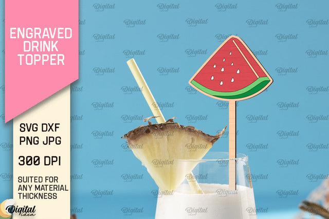 Engraved Drink Topper SVG. Cocktail Topper Laser Cut SVG Evgenyia Guschina 