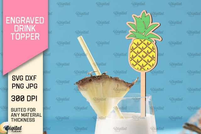 Engraved Drink Topper SVG. Cocktail Topper Laser Cut SVG Evgenyia Guschina 