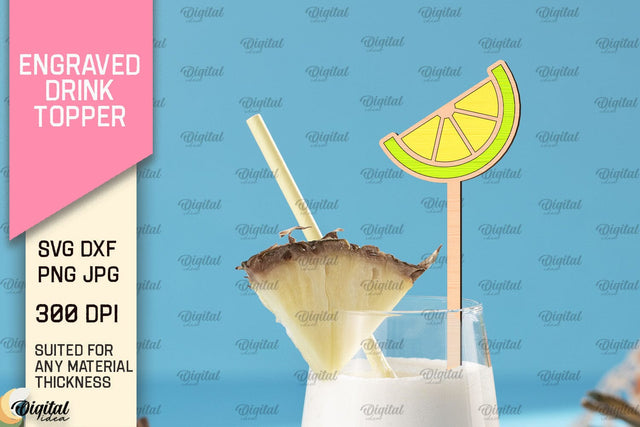 Engraved Drink Topper SVG. Cocktail Topper Laser Cut SVG Evgenyia Guschina 