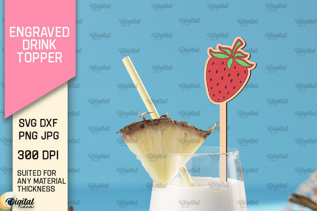 Engraved Drink Topper SVG. Cocktail Topper Laser Cut SVG Evgenyia Guschina 