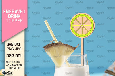 Engraved Drink Topper SVG. Cocktail Topper Laser Cut SVG Evgenyia Guschina 