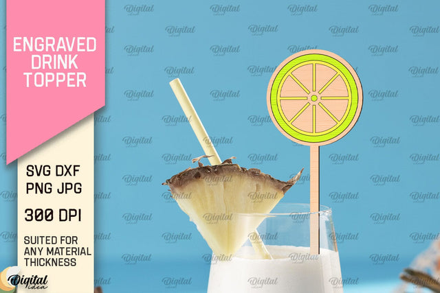 Engraved Drink Topper SVG. Cocktail Topper Laser Cut SVG Evgenyia Guschina 
