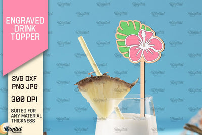 Engraved Drink Topper SVG. Cocktail Topper Laser Cut SVG Evgenyia Guschina 
