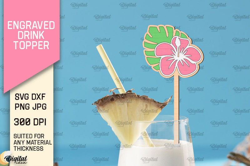 Engraved Drink Topper SVG. Cocktail Topper Laser Cut SVG Evgenyia Guschina 