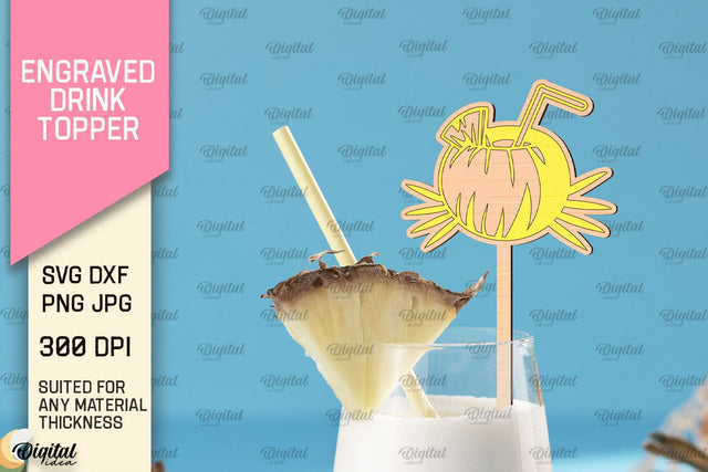 Engraved Drink Topper SVG. Cocktail Topper Laser Cut SVG Evgenyia Guschina 
