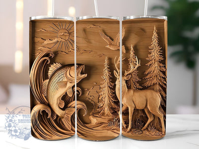 Engraved Fishing 20oz Skinny Tumbler, Woodgrain Man Tumbler Png, Straight & Tapered Tumbler Wrap, Instant Digital Download Sublimation ToriDesigns 