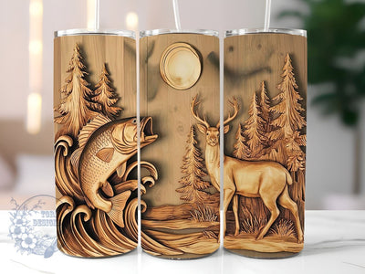 Engraved Fishing 20oz Skinny Tumbler, Woodgrain Man Tumbler Png, Straight & Tapered Tumbler Wrap, Instant Digital Download Sublimation ToriDesigns 