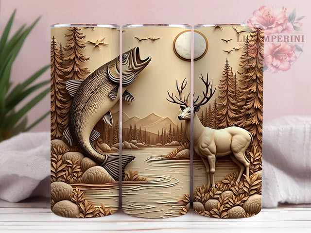 Engraved Fishing Woodgrain Tumbler Wrap, 20oz Tumbler Sublimation, Rustic Fishing Design, Fisherman Gift Tumbler, Outdoor Sports Tumbler, Carved Wood Aesthetic Sublimation Li Zamperini 