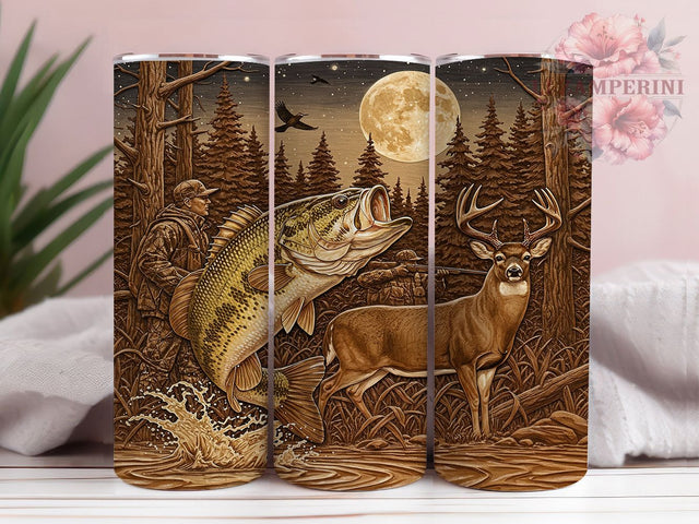 Engraved Fishing Woodgrain Tumbler Wrap, 20oz Tumbler Sublimation, Rustic Fishing Design, Fisherman Gift Tumbler, Outdoor Sports Tumbler, Carved Wood Aesthetic Sublimation Li Zamperini 