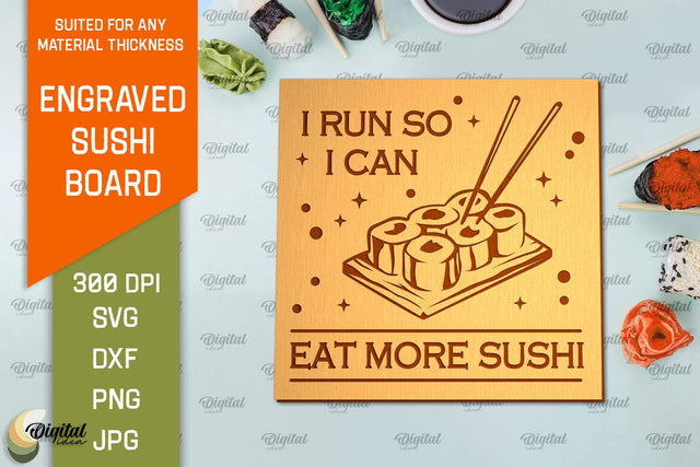 Engraved Sushi Board Laser Cut. Serving Board SVG SVG Evgenyia Guschina 