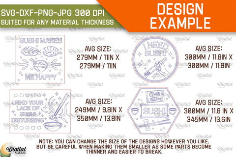 Engraved Sushi Boards Laser Cut Bundle. Serving Boards SVG SVG Evgenyia Guschina 