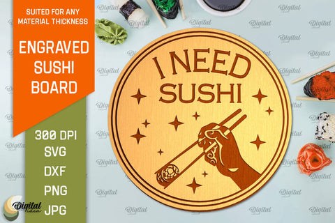 Engraved Sushi Boards Laser Cut Bundle. Serving Boards SVG SVG Evgenyia Guschina 