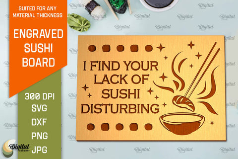 Engraved Sushi Boards Laser Cut Bundle. Serving Boards SVG SVG Evgenyia Guschina 