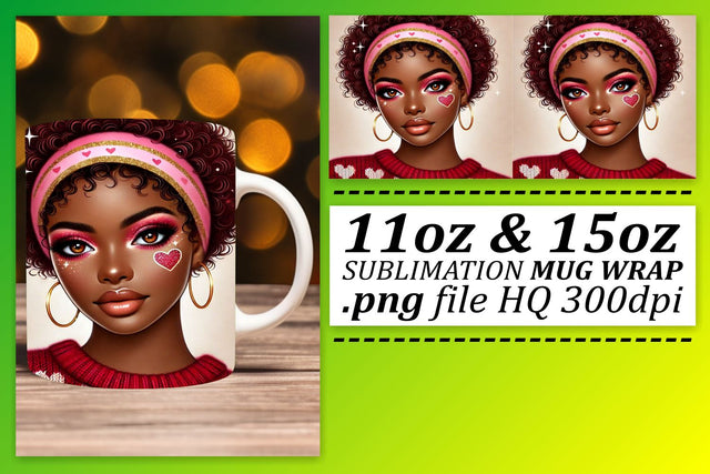 enhance your coffee creations! , Mug wrap PNGs, Love Girl Sublimation afrosvg 
