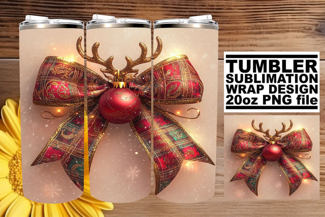 enhance your creative flair! , Gorgeous tumbler wrap, Christmas Bow Sublimation afrosvg 