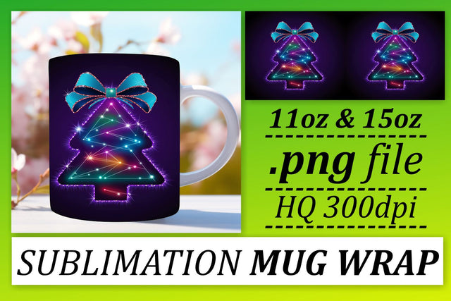enhance your drinkware collection! , Vibrant mug wraps, Neon Xmas Sublimation afrosvg 