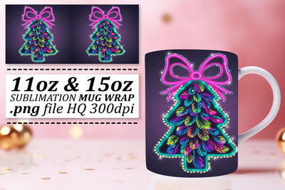 enhance your drinkware! , Creative wrap designs, Neon Xmas Sublimation afrosvg 