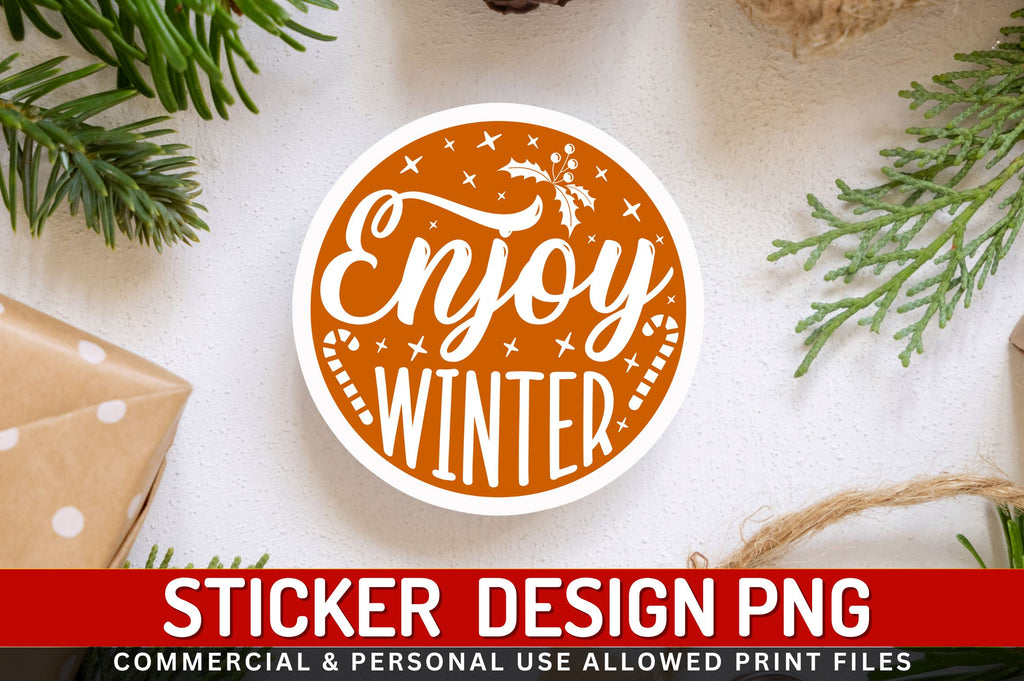 Winter Promotion Sticker Enjoy winter Sticker Design - So Fontsy