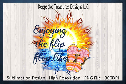 Enjoying The Flip Flop Life Sublimation PNG, Tropical Sunset, Sublimation Beach T-Shirt Design, Digital Download Sublimation Keepsake Treasures Designs LLC. 