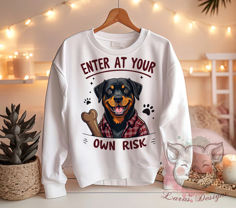 Enter at Your Own Risk, Dog PNG, Sublimation Design, Digital Download, Dog Lovers, Funny Dog Art, Pet Humor, Warning Sign Sublimation Lara' s Designs 