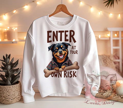 Enter at Your Own Risk, Dog PNG, Sublimation Design, Digital Download, Dog Lovers, Funny Dog Art, Pet Humor, Warning Sign Sublimation Lara' s Designs 