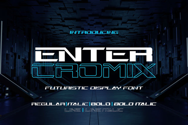 Enter Cromix - Futuristic Display Font Font Mozzatype 