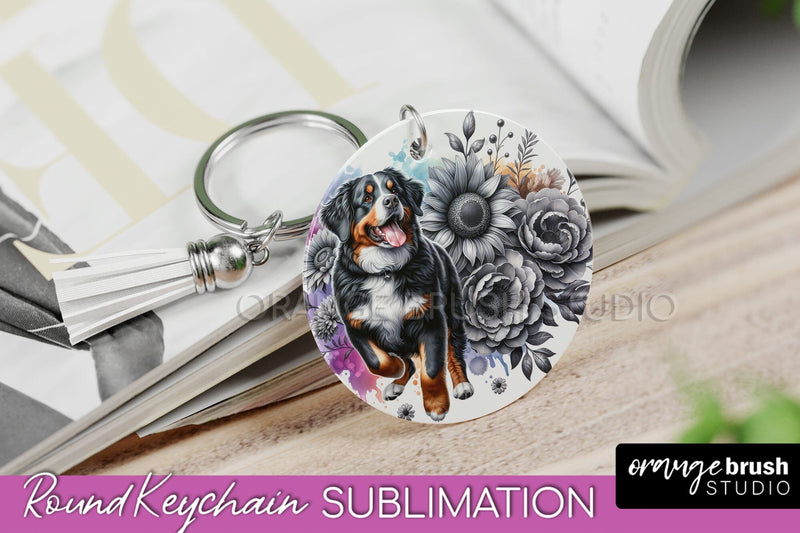 Entlebucher Mountain Keychain - Dog mom Floral Keychain Sublimation Design Sublimation OrangeBrushStudio 