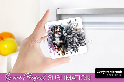 Entlebucher Mountain Magnet Sublimation - Dog Mom Floral Magnet PNG Design Sublimation OrangeBrushStudio 