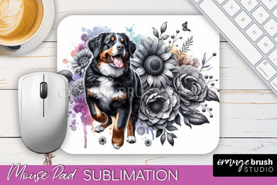 Entlebucher Mountain Mouse Pad Design - Dog Mom Floral Mousepad Sublimation Sublimation OrangeBrushStudio 