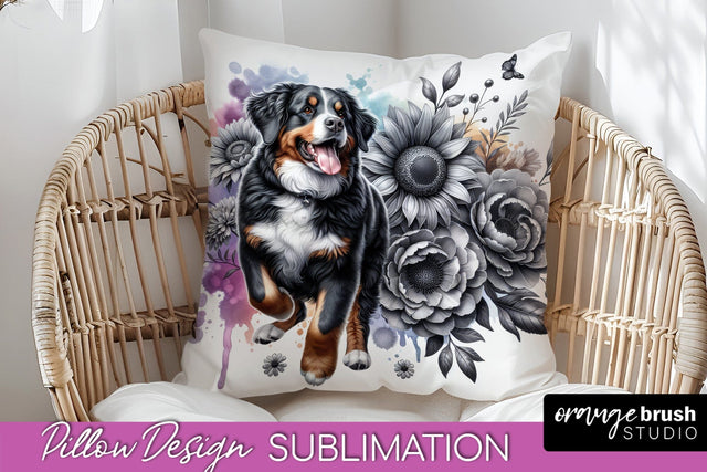 Entlebucher Mountain Pillow Cover - Dog Mom Floral Pillow Sublimation Sublimation OrangeBrushStudio 
