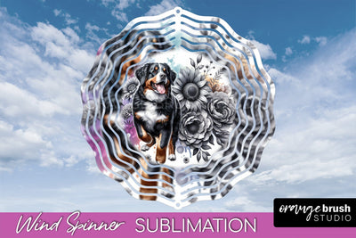 Entlebucher Mountain Wind Spinner, Dog Mom Floral Wind Spinner Sublimation Sublimation OrangeBrushStudio 