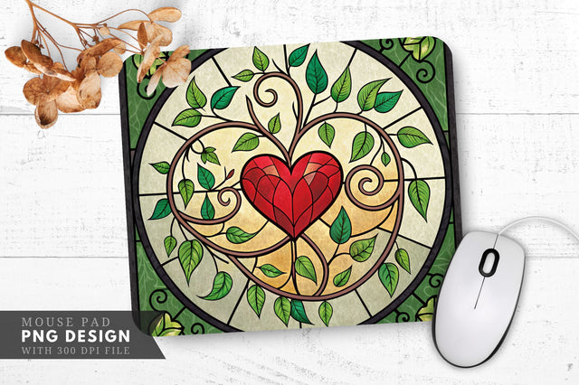 Entwined Heart in Stained Glass Mouse Pad PNG Design Sublimation Regulrcrative 