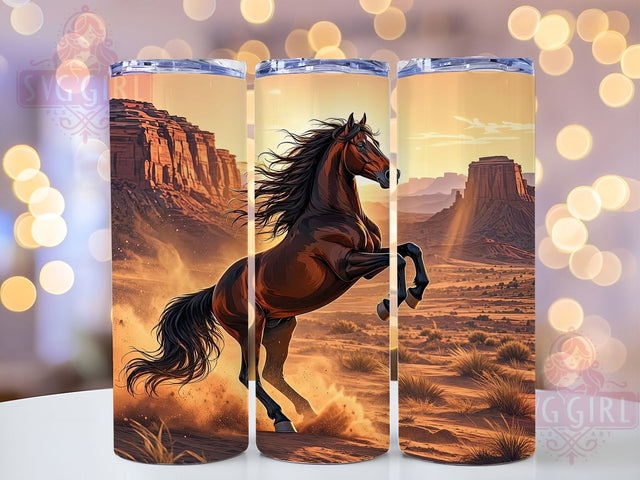 Epic Desert Stallion 20oz Tumbler, Desert Stallion, Epic Style, Wild West, Sublimation Wrap, 20oz Tumbler, Bold Aesthetic, Adventure Theme Sublimation SvggirlplusArt 