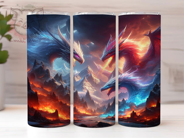Epic Fantasy Dragon Warrior Tumbler, Warrior Dragon Wrap, 20oz Tumbler Sublimation, Fantasy Battle Design, Epic Dragon Art, Mythical Warrior Tumbler, Medieval Dragon Wrap Sublimation Lara' s Designs 