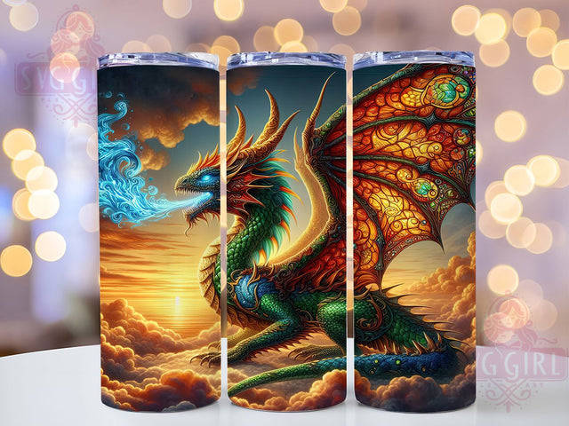Epic Flying Fantasy Dragon Tumbler, Fantasy Wrap Design, 20Oz Skinny Tumbler, Mythical Creature Sublimation, Sky Dragon Tumbler, Magical Beast Wrap, Epic Fantasy Tumbler Sublimation SvggirlplusArt 