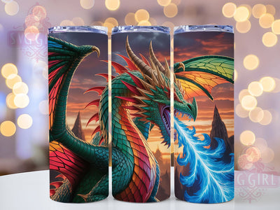 Epic Flying Fantasy Dragon Tumbler, Fantasy Wrap Design, 20Oz Skinny Tumbler, Mythical Creature Sublimation, Sky Dragon Tumbler, Magical Beast Wrap, Epic Fantasy Tumbler Sublimation SvggirlplusArt 
