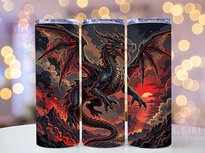 Epic Molten Dragon 20oz Tumbler, Dragon Motif, Molten Lava, Epic Fantasy, Fiery Design, Mythical Charm, 20oz Wrap, Sublimation Tumbler Sublimation SvggirlplusArt 