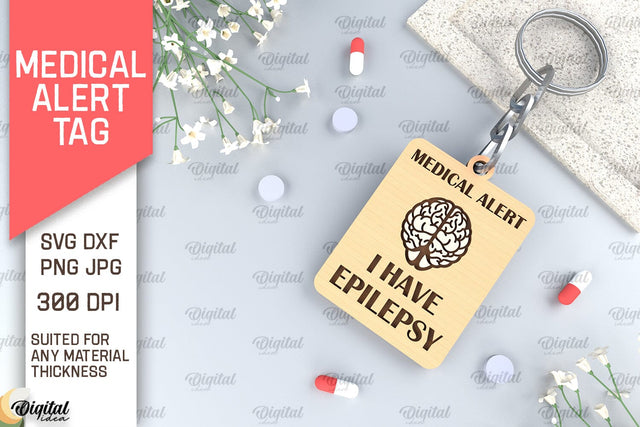 Epilepsy Alert Tag SVG. Medical Alert Tag Laser Cut SVG Evgenyia Guschina 