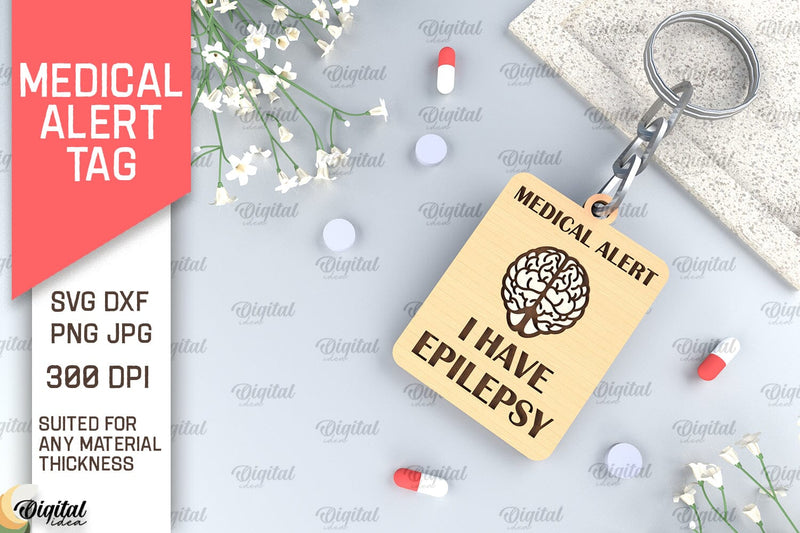 Epilepsy Alert Tag SVG. Medical Alert Tag Laser Cut SVG Evgenyia Guschina 