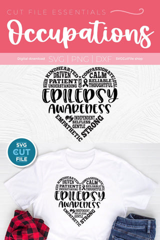 Epilepsy svg, Epilepsy awareness, Epelepsy Heart SVG SVG Cut File 