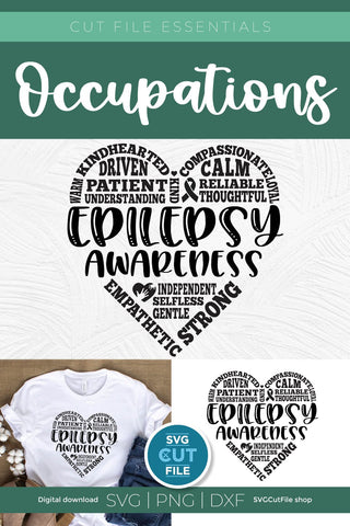 Epilepsy svg, Epilepsy awareness, Epelepsy Heart SVG SVG Cut File 