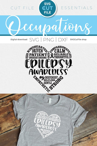 Epilepsy svg, Epilepsy awareness, Epelepsy Heart SVG SVG Cut File 